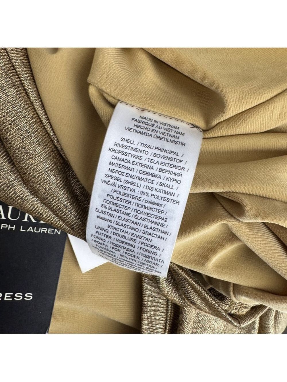 NWT Lauren Ralph Lauren gold foil dress size 6 - Picture 6 of 6